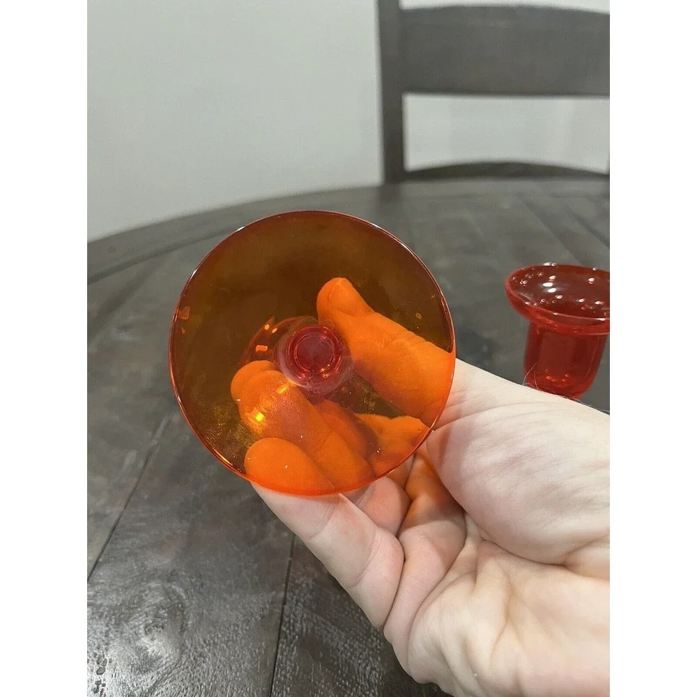 Morgantown‎ Glass Gypsy Fire Orange Candle Holder MCM Pair Vintage